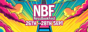 Brightly coloured poster for Ness Book Fest 2024.